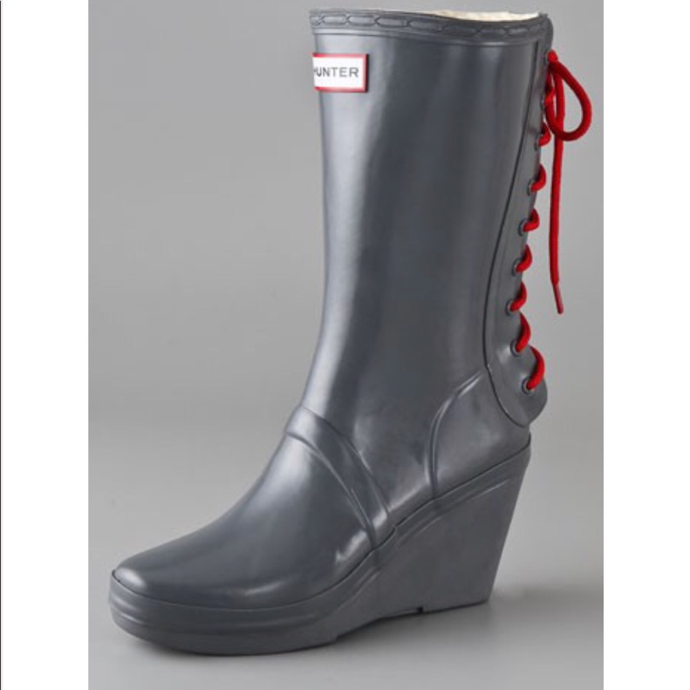 Gray Wedged Hunter Rain Boots
